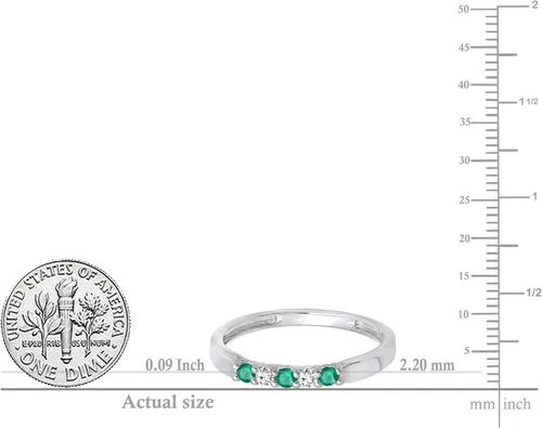 Vista 5 de Dazzlingrock Collection Piedra preciosa redonda alternativa con anillo de boda de 5 piedras de diamante blanco para mujer