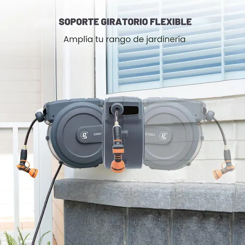 Vista 4 de Giraffe Tools PRO - Carrete de manguera de jardín retráctil de servicio pesado, rebobinado automático de 78 pies y 1/2 pulgada con bloqueo