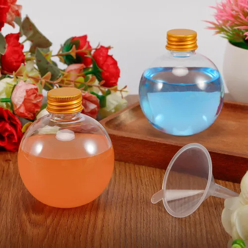 Vista 3 de 30 botellas de plástico para arte de arena, 6 onzas, forma de bola, transparente Plastic Sand Art Bottles, Spherical Plastic Potion Bottles