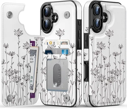Vista 61 de FUNMIKO Funda tipo cartera para iPhone 13 con tarjetero, bloqueo RFID, protección de grado militar y obras de arte impresas con rayos UV, cierre