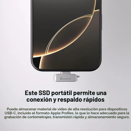 Vista 7 de ADAM ELEMENTS iKlips S USB-C Nano Touch 256 GB Unidad flash externa SSD cifrada por huellas dactilares, almacenamiento portátil para iPhone 15/16/17
