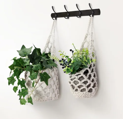 Vista 4 de Paquete de 2 Maceteros de Pared para Plantas de Interior, Colgador de Plantas de Macramé Macetero de Pared, Colgador de Plantas, Macetero Colgante