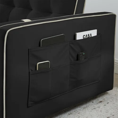 Vista 8 de LKTART Sofá cama convertible, sofá cama 3 en 1, sofá cama con cama extraíble, sofá biplaza con respaldo ajustable y almohadas para sala de estar