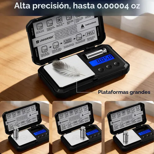 Vista 4 de UNIWEIGH Escala de miligramo 1.76 oz/0.00 oz de alta precisión mg Escala Digital jewelry scale LCD/Tare,6 units,Micro gram scale for