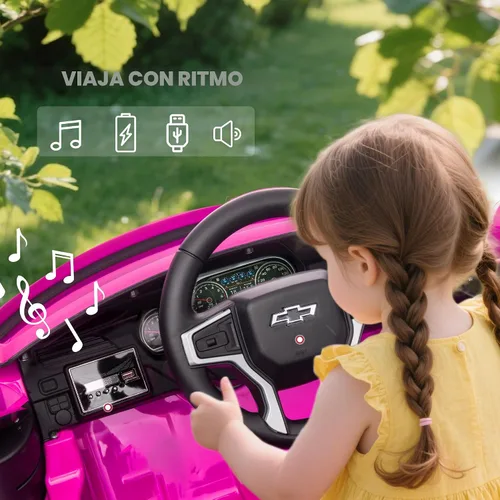 Vista 6 de Aosom - Automóvil de paseo con licencia Chevrolet Tahoe, juguete eléctrico con batería de 12 V y 7 AH, con control remoto para padres, luces LED