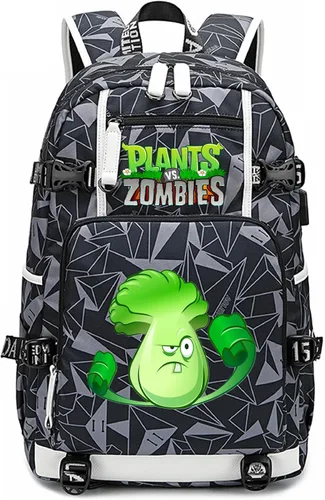 Vista 16 de ISaikoy Game Plants vs. Zombies - Mochila de hombro para libros, mochila escolar, color gris, Gris 15, Mochilas Daypack