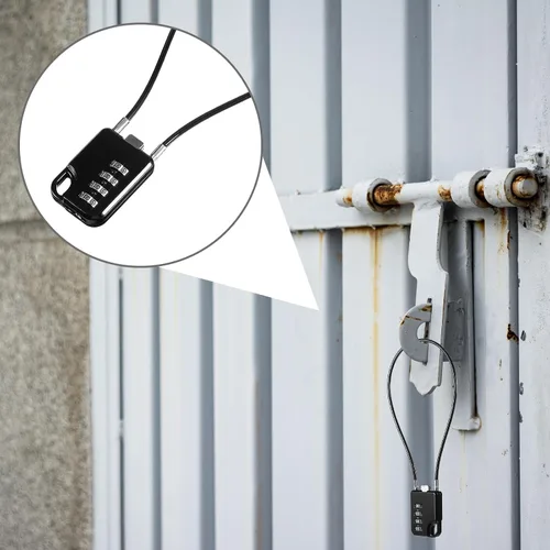 Vista 7 de 2 PIEZAS Candados de Combinación de 4 Dígitos Reiniciables de Diseño Compacto con Cable de 12 Pulgadas de Largo, Cerraduras de Cable Pequeñas