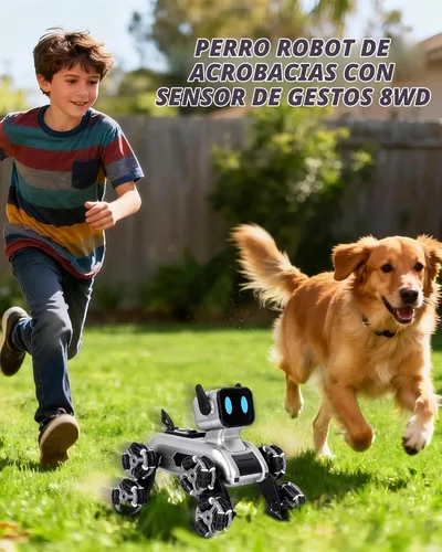 Vista 5 de HuiJuKeJi Robot interactivo para perros de acrobacias a control remoto, detección de gestos y autos de control remoto de 2.4 GHz, ruedas mecánicas