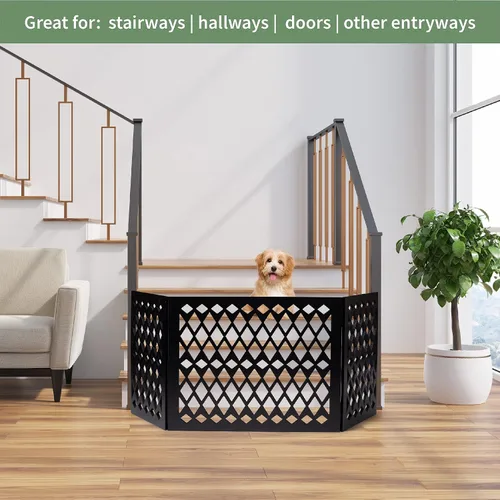 Vista 3 de Puerta independiente para mascotas Puerta para mascotas para perros pequeños Puerta de perro independiente para escaleras Puertas