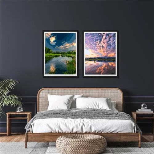Vista 5 de Kit de pintura por números para adultos principiantes, paquete de 2 pinturas por números para adultos, lienzo enrollado para pintar, decoración