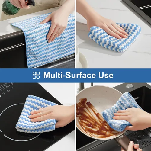 Vista 9 de JOYMOOP Paquete de 108 paños de limpieza de microfibra, toallas de cocina reutilizables de 10 x 10 pulgadas, trapos de limpieza sin pelusas, paños