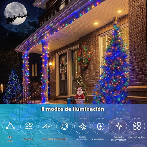 Vista 3 de Luces de Navidad de 800 LED y 264 pies, luces impermeables IP67 para árbol de Navidad con 8 modos, control remoto, 3 temporizadores y función