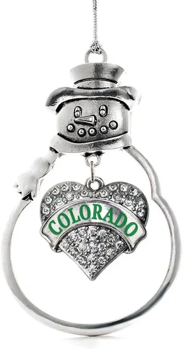 Vista 111 de Inspired Silver - Big Sis - Adorno de Navidad plateado - Adorno de árbol de Navidad con dije de corazón con circonita cúbica - Decoración colgante