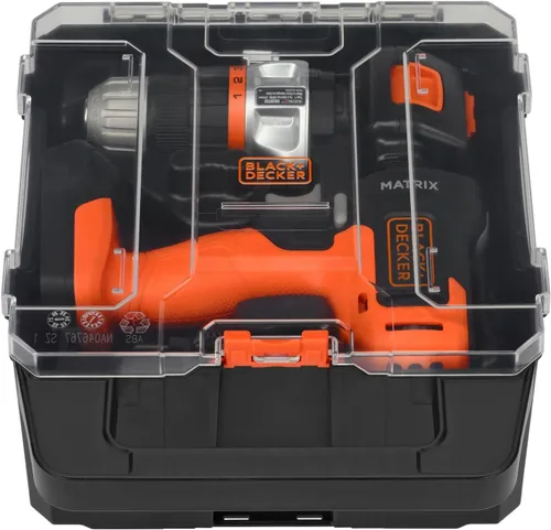 Vista 2 de BLACK+DECKER MATRIX - Kit de taladro máximo de 20 V, incluye accesorio de sierra de calar, estuche de almacenamiento, batería y cargador