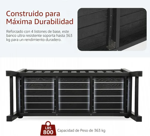 Vista 5 de Stoog Banco de Exterior para 2 Personas para Todo Clima, Capacidad de 800 libras Banco de Jardín de Plástico HIPS para Patio, Patio Trasero, Porche
