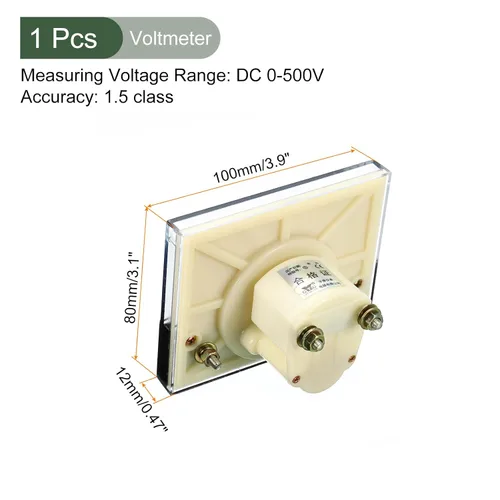 Vista 2 de YOKIVE Voltímetro de panel analógico, herramienta de medidor de voltios 44C2 DC-500V, ideal para equipos de medición de pruebas de circuitos