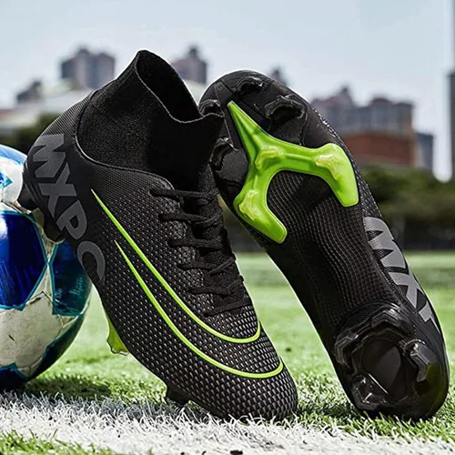 Vista 3 de Zapatos de fútbol para hombre, con cordones, antideslizantes, para deportes al aire libre, atléticos, AGFG, fútbol, béisbol, lacrosse, rugby, tacos