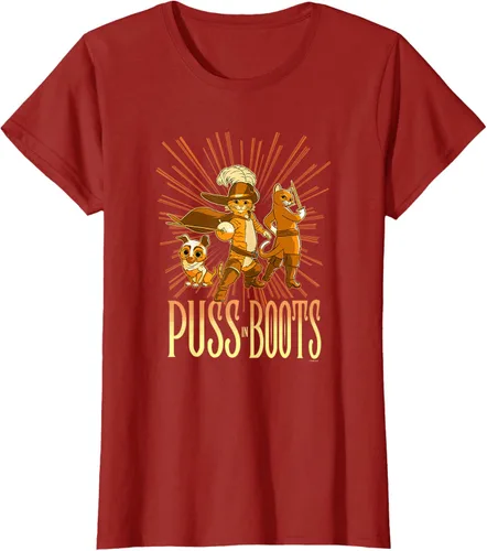 Vista 48 de DreamWorks Puss in Boots: The Last Wish Cat Trio Poster - Camiseta pequeña Negro