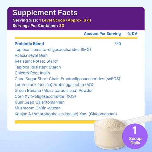 Vista 4 de InnovixLabs Polvo de fibra prebiótica para la salud digestiva e intestinal, suplemento de alta fibra para mujeres y hombres, fabricado con raíz