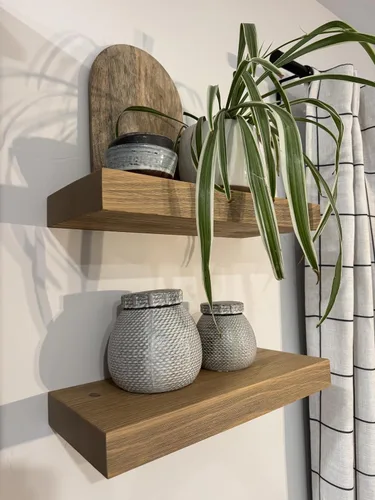 Vista 2 de joelsantiques - Estantes flotantes de madera de 18 pulgadas para pared - 18 x 8 x 2 pulgadas - Hechos de madera natural - Estantes de pared rústicos