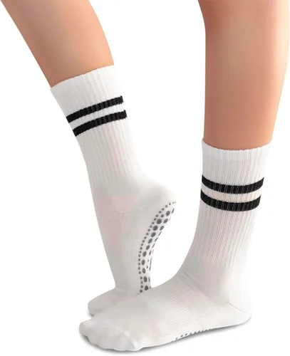 Vista 4 de Calcetines de agarre antideslizantes para mujer, calcetines acolchados ideales para yoga, pilates, barras, baile, hospital, entrenamientos