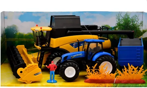 Vista 5 de New Ray Holland Cr9090 Cargo Jig + New Hollan Trailer Tractor 1/32° 05765 Verde