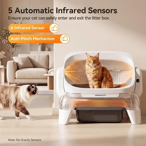 Vista 2 de Meowant Caja de arena automática, espacio extra grande, sensores
