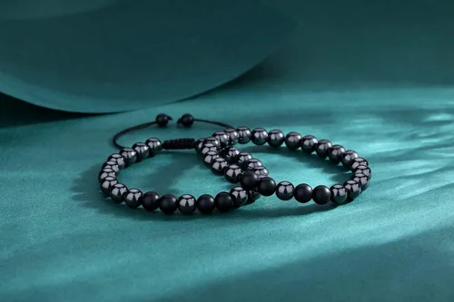 Vista 5 de XIANNVXI 2 pulseras hechas a mano para hombres, pulseras de ansiedad con piedras preciosas de hematita para mujeres, cristales curativos, pulseras