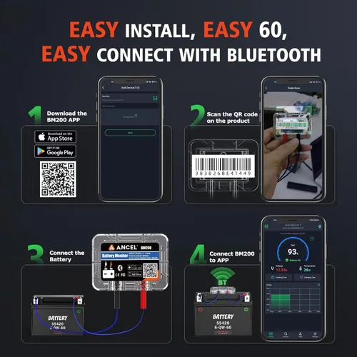 Vista 7 de ANCEL BM200 Blue-US Monitor de batería 12V Bluetooth automotriz