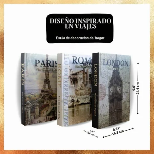 Vista 3 de Libros decorativos para decoración del hogar, hermoso juego de 3. Cajas decorativas, no páginas en el interior. Libros Decorativos para Mesa