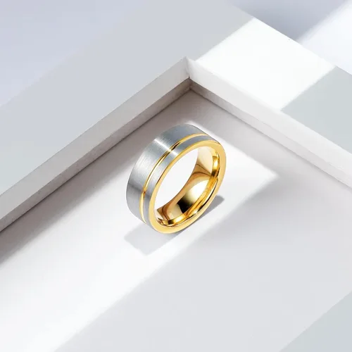 Vista 9 de King Will Anillo de boda de carburo de tungsteno para hombre con diseño de ranura, 6/7/0.315 in de ancho, acabado cepillado/pulido para hombre