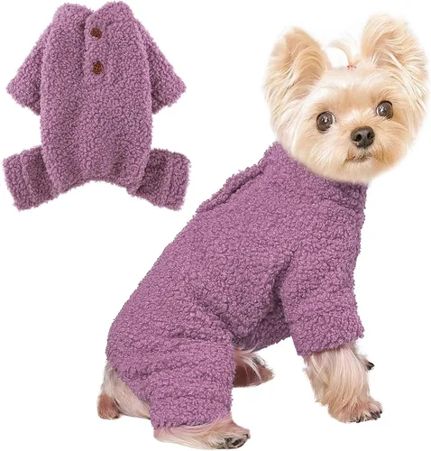 Vista 14 de Suéteres para perros pequeños para invierno, pijamas de perro de tamaño pequeño para niños y niñas, ropa de forro polar para mascotas, atuendo
