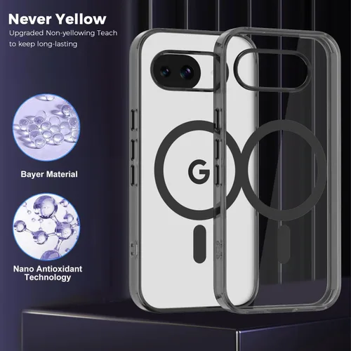 Vista 4 de Funda magnética transparente para Google Pixel 10A de 6.3 pulgadas, antiamarilleo, compatible con MagSafe a prueba de golpes, delgada, para Pixel
