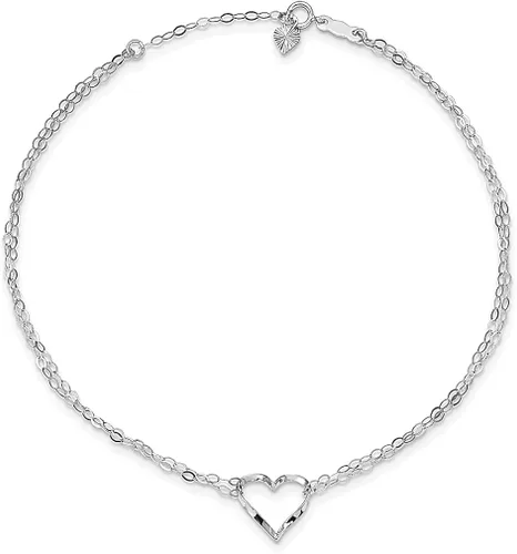 Vista 4 de Icecarats Joyas De Diseño 14K oro blanco doble Strand Corazón Tobillera En 9inch