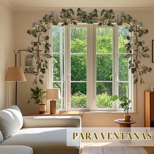 Vista 5 de Birchlitland Guirnalda de luces decorativas de 6 pies, 96 luces LED de hadas, guirnaldas de ramas de eucalipto iluminadas con temporizador, funciona