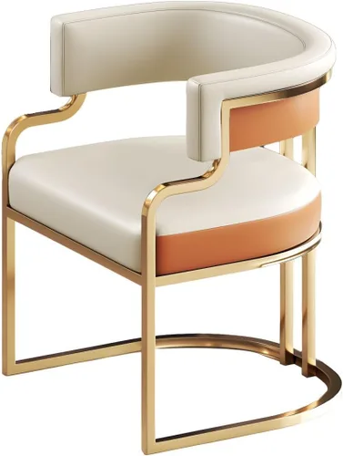 Vista 3 de Sillas de comedor de cocina para interiores, silla lateral tapizada para el hogar, silla con brazo de respaldo bajo, silla de comedor con piel