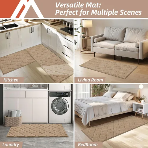 Vista 6 de COSY HOMEER Alfombras suaves de cocina [2 piezas] para el frente del fregadero súper absorbentes, tapetes y tapetes de cocina de 20 x 30 pulgadas/20