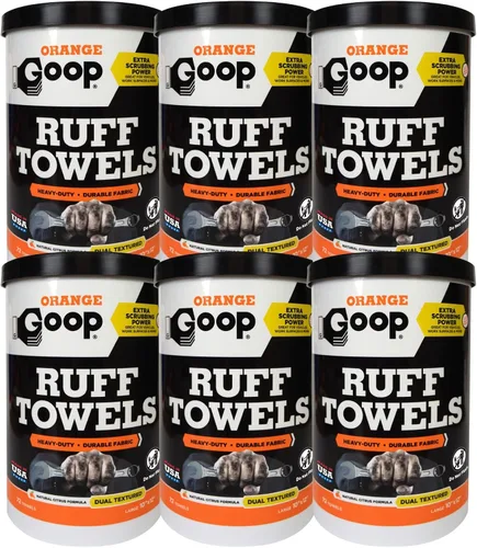 Vista 8 de GOOP Toallas naranjas resistentes con poder de fregar, toallitas de limpieza multiusos de doble textura de 10 x 12 pulgadas, eliminan la suciedad