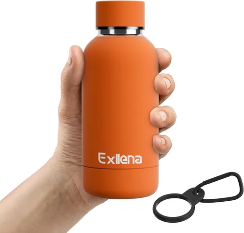 Vista 14 de Exllena Botella de agua pequeña de 12 onzas con clip, doble pared de acero inoxidable al vacío, pequeña botella de agua aislada que mantiene
