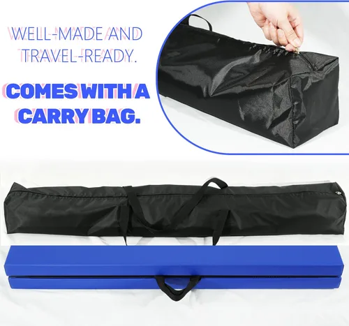 Vista 7 de FC FUNCHEER - Viga de equilibrio plegable, viga de suelo para gimnasia, equipo de gimnasia para niños, base de madera, fondo antideslizante y bolsa