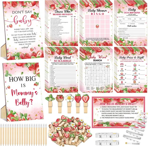 Vista 28 de Funnymoom Set de 426 piezas de juegos de baby shower de Halloween, 8 juegos, incluye bingo de baby shower, el precio correcto, adivina quién