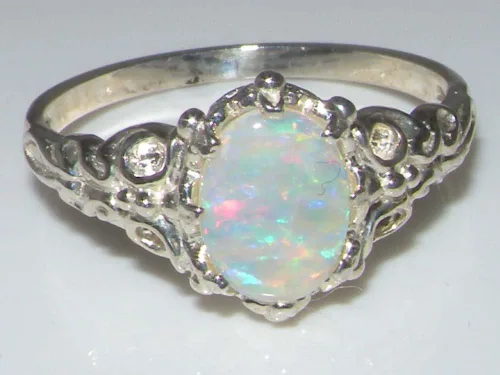 Vista 5 de Anillo de plata de ley 925 con ópalo auténtico para mujer, Metal Metal Piedra preciosa, Ópalo