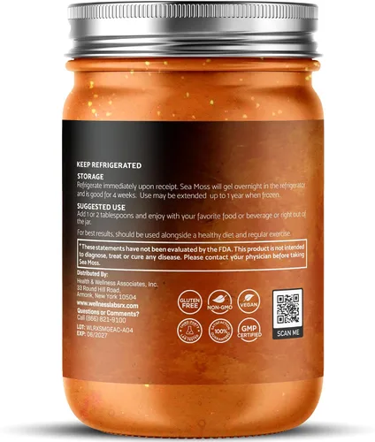 Vista 3 de Gel de musgo de mar irlandés crudo - Superalimento de musgo marino recolectado en la naturaleza - Sabor a manzana y canela, rico en vitaminas