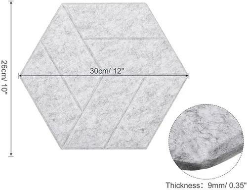 Vista 4 de 12PCS Sound Absorbing Wall Panels Polyester Texture Hexagonal Soundproof Foam for Bedroom Music Room Decorations Soundproof Wall White