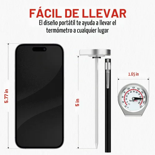 Vista 4 de ThermoPro Dial - Termómetro de carne de lectura instantánea para cocinar, termómetro de alimentos a la parrilla con lente de vidrio, termómetro