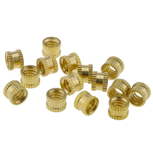 Vista 3 de Tuerca de inserción moleteada de 1/4 de pulgada DGZZI 15 piezas de 1/4-20 0.236 in de alto x 0.315 in (OD) de latón hembra moleteado a través