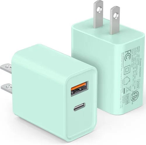 Vista 14 de [Paquete de 2] Adaptador de doble puerto de carga rápida USB C de 20 W Blanco