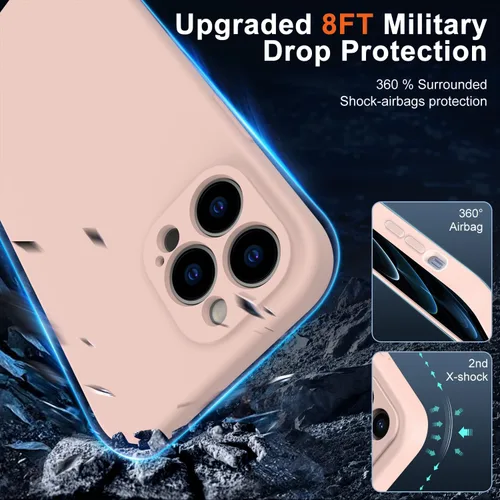 Vista 6 de DEENAKIN Funda magnética de silicona para iPhone 12 Pro con protector de pantalla, compatible con MagSafe, protección de cámara, funda protectora