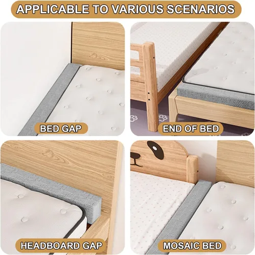 Vista 3 de Relleno de espacio para mesita de noche para extensor de colchón rectangular de pared, esponja gruesa, almohada de cuña larga entre cabecera y Beige