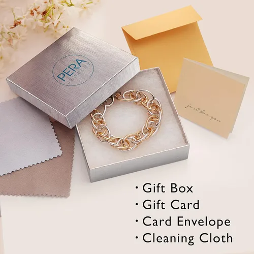 Vista 6 de Pulsera de oro de 14 quilates, plata y oro rosa, 3 piezas, pulsera de cadena de maíz, pulsera elástica de múltiples capas de cristal, pulseras
